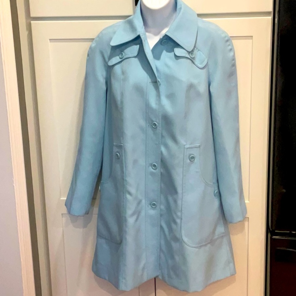 VTG Alexander’s Powder Blue Spring Patch Pocket Collared Jacket Womens SZ 10